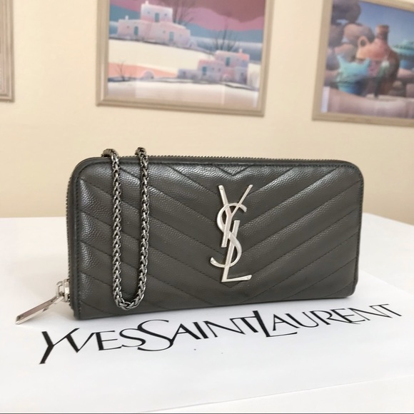 Yves Saint Laurent Handbags - Saint Laurent Caviar Leather Wallet/Crossbody Bag